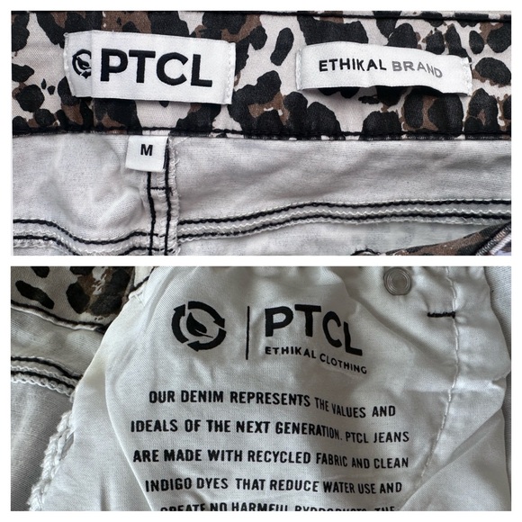 PTCL Leopard Print Denim Mini Skirt Size M Stretch Low Rise Y2K - Picture 7 of 10